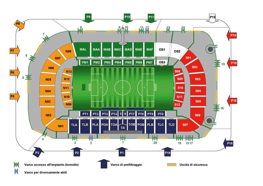 Stadionplan Stadio Artemio Franchi