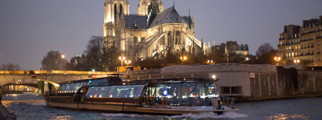 Kombiner en middag med et sightseeingcruise i Paris! Nyd en 2-retters middag i Bistro Parisien efterfulgt af et scenisk sightseeingcruise. Bestil online!