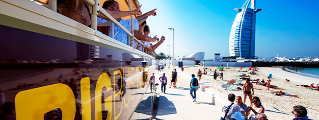 Tailor your own tour of Dubai with the Hop-on Hop-off bus. Explore the city through three different sightseeing routes. Book your tickets from home today.