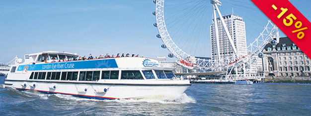 Save 15% with this combo deal where you get tickets to London Eye and a London Eye River Cruise! Book today and save 15% on your tickets! 
