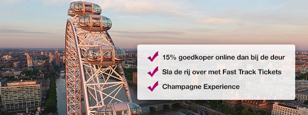 Bespaar 15% als u uw ticket voor de London Eye met champagne hier boekt! Vermijd de wachtrij bij de London Eye en geniet van een glas champagne tijdens uw rit!Boek online!