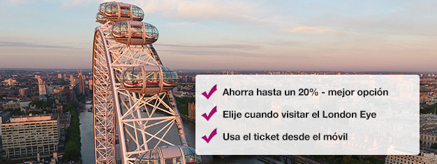 Ve la increíble vista de Londres desde el London Eye! Al reservar entradas en línea podrás ahorrar un 20% en comparación con el precio en puerta!

