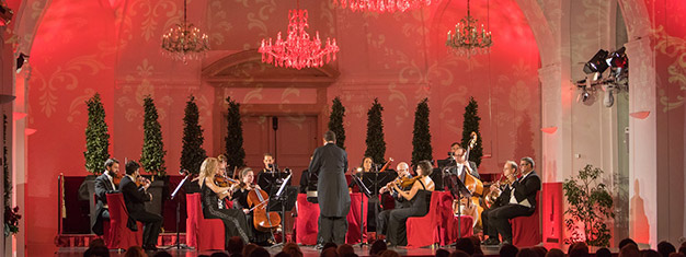 Classical music performed live in concerts at  Schoenbrunn Palace Orangery in Vienna with program by Mozart and Strauss. Book tickets for Schönbrunn Palace Concert here!