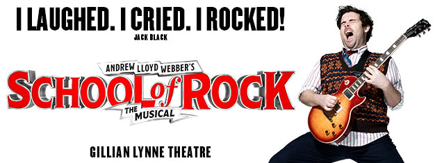 Se School of Rock på New London Theatre i West End! Baserad på Hollywood-filmen med samma namn, med Jack Black i huvudrollen! Förboka biljetter på nätet!