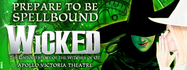 Wicked мюзикъла в Лондон разказва историята за това защо злата вещица от Оз стана толкова зла .. купи билети за театър към този забавен Broadway показват тук!