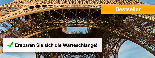 Umgehen Sie die Warteschlange am Eiffelturm! Kaufen Sie sich Ihre Skip the Line Billette für den Eiffelturm bereits Zuhause und sparen Sie Zeit. Jetzt buchen!