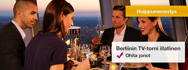 Illallinen ravintola Spheressä Berliinin kuuluisan tv-tornin huipulla ja on todellinen VIP-elämys! Varaa lippusi Berliinin TV-tornin illalliselle täältä!