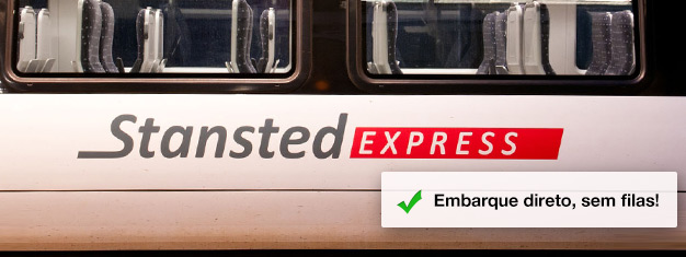 Faça o transfer ao centro da cidade da forma mais rápida e segura possível, com os comboios Stansted Express - trajeto de 45 minutos. Reserve os bilhetes online e prossiga para o embarque!